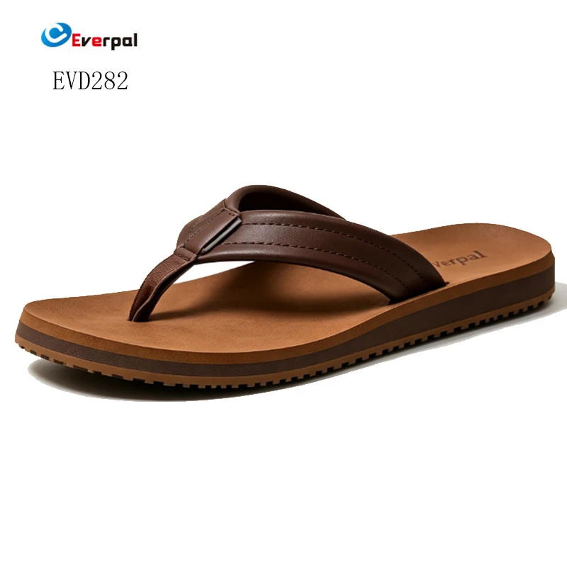 အမျိုးသားများ၏ စစ်မှန်သော Leather Flip Flops ကမ်းခြေဖိနပ်